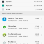 Huawei P8 –  obsazení RAM paměti