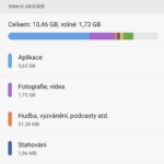 Huawei P8 –  obsazení úložiště