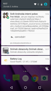 Lenovo Moto G (2015) – systém Android, notifikační lišta 1