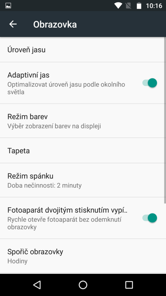 Moto X Play nastavení obrazu