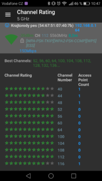 WiFi Analyzer (open-source) – výběr kanálu 2