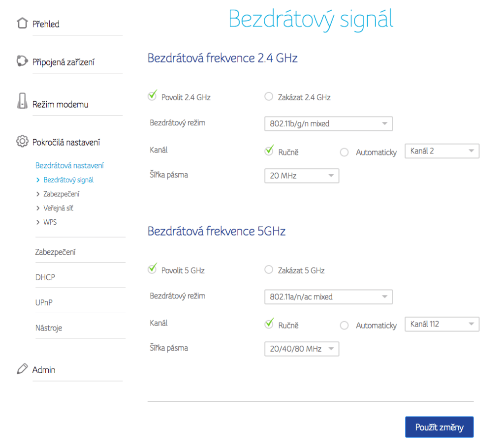 WiFi Analyzer (open-source) - změna kanálu