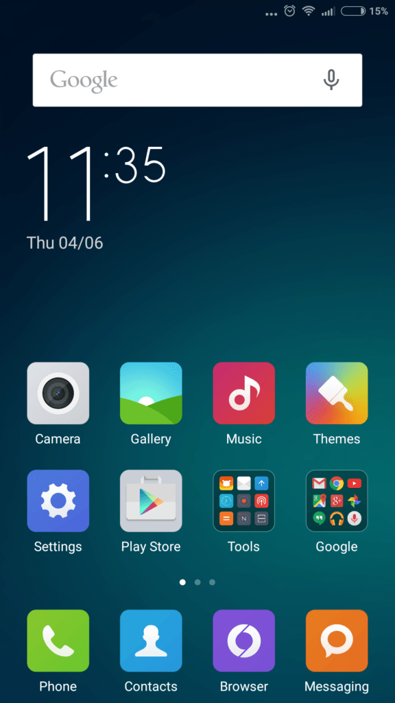 Xiaomi Mi4i prostředí systému domácí obrazovka