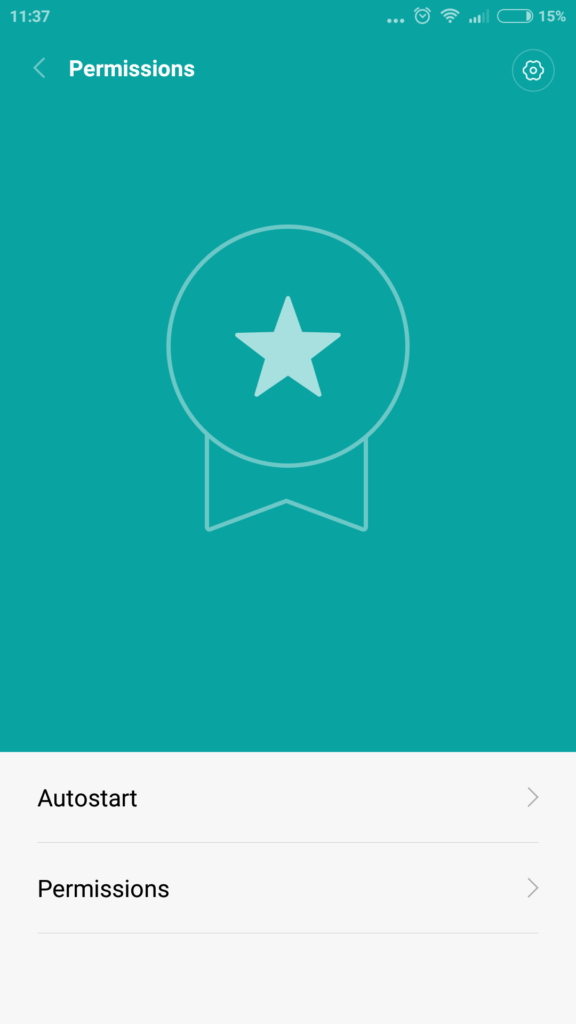 Xiaomi Mi4i prostředí systému správce oprávnění