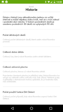 iRobot Home – info o historii úklidů