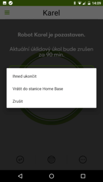 iRobot Home – před přerušením úklidu