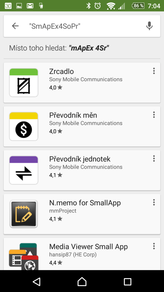 Miniaplikace v Obchodě Play