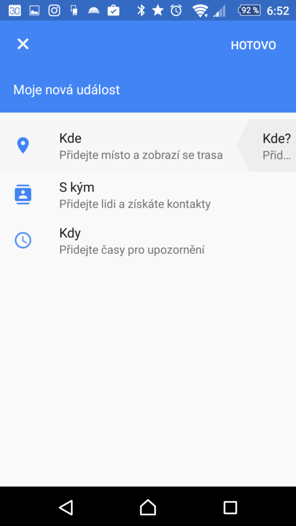 Zadání názvu události