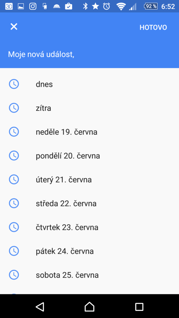 Volba dne plánované akce
