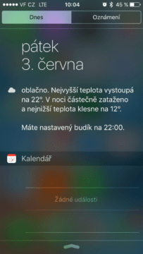 Apple iPhone SE – iOS 9, notifikační lišta 3