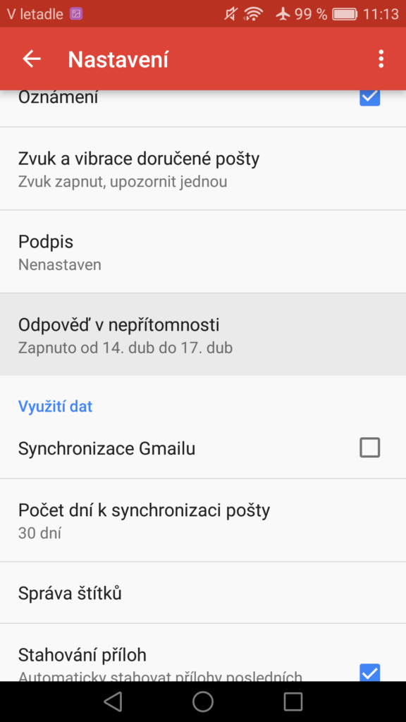 Gmail automaticka odpoved 1