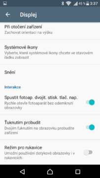 Sony Xperia X nastavení displeje 2