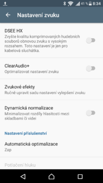 Sony Xperia X zvuková nastavení