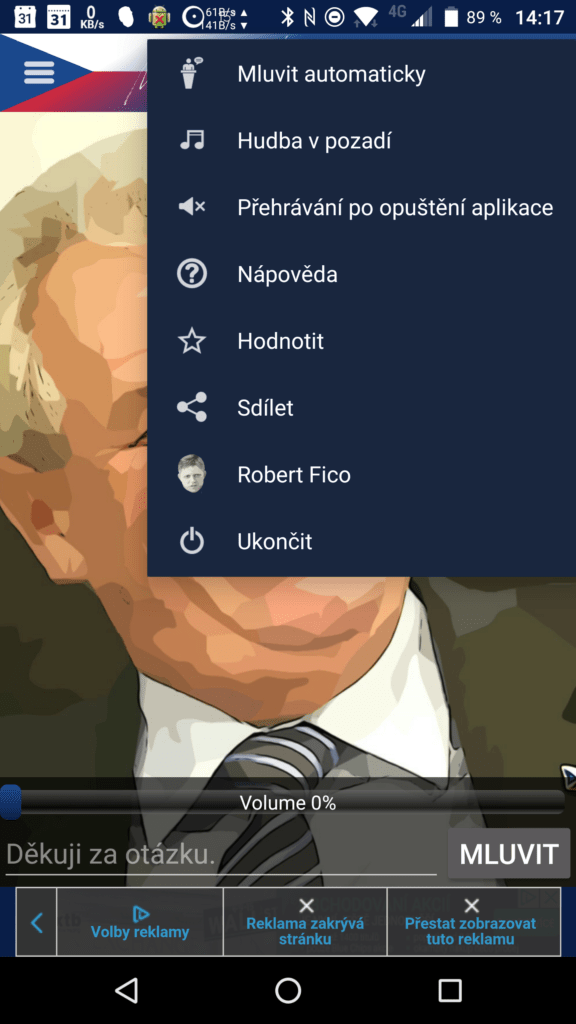 milos zeman nastaveni aplikace