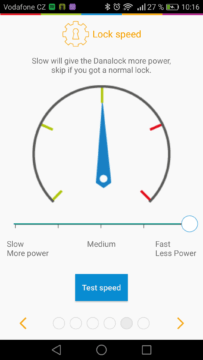 Chytrý zámek Danalock – aplikace, nastavení,  rychlost