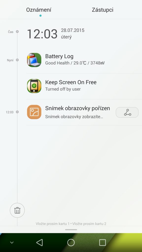 Honor 6 Plus prostředí systému notifikační lišta 1