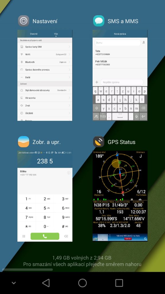 Honor 6 Plus prostředí systémumultitasking