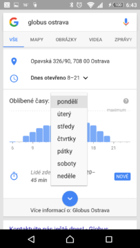 Aplikace Google: informace o nákupním středisku