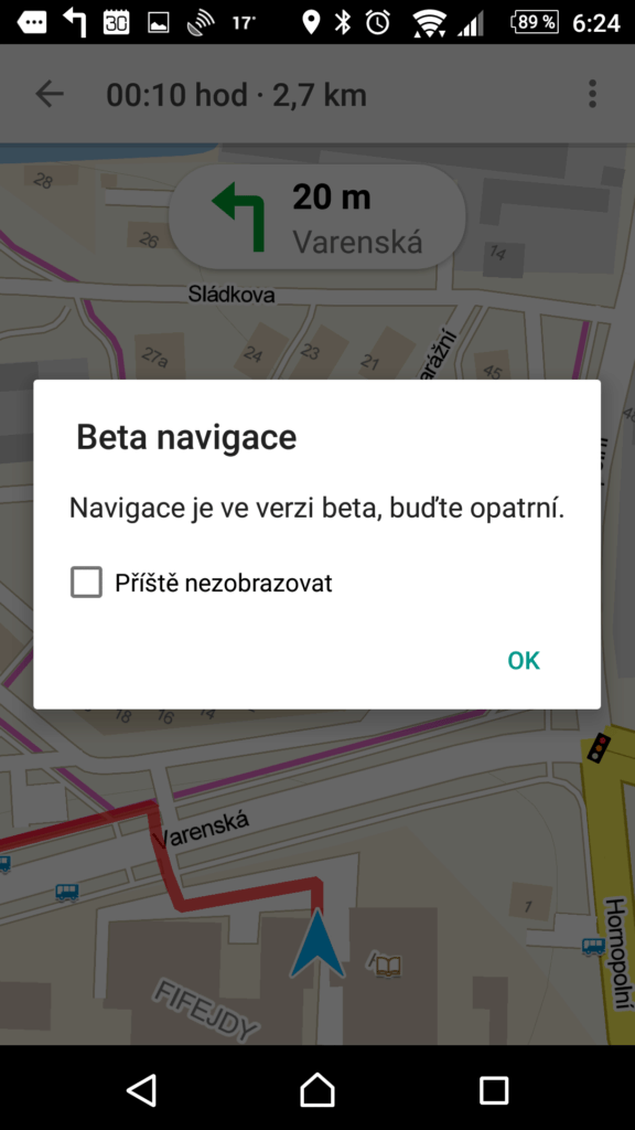 Upozornění na betu