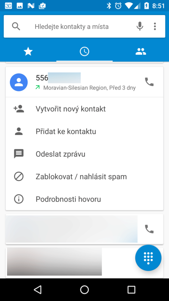 Blokování nevyžádaného hovoru