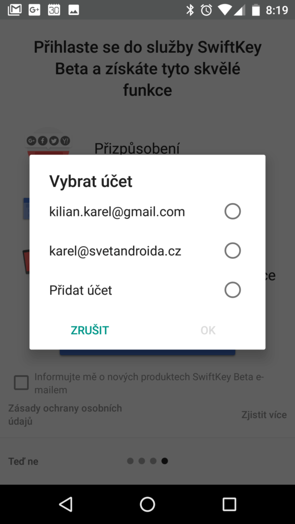 Přihlášení k účtu Google