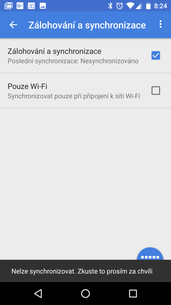 A tady máme chybovou hlášku