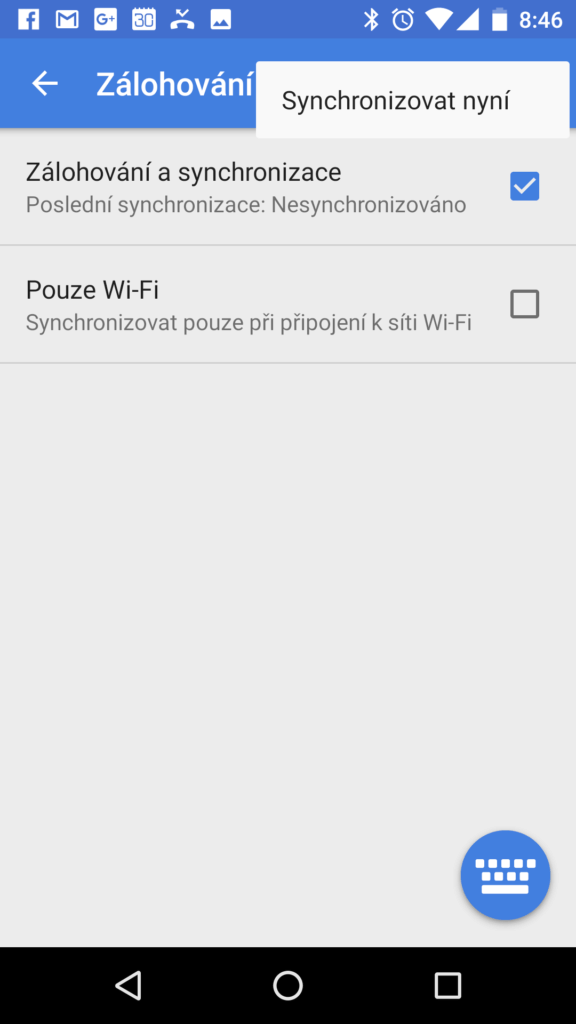 Pokus o ruční synchronizaci
