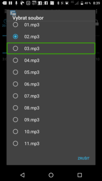 Možnost vybrat konkrétní soubor ze složky