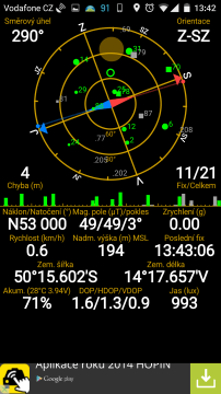 Vodafone Smart ultra 6 - aplikace GPS status
