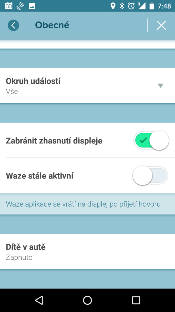 Funkce Dítě v autě