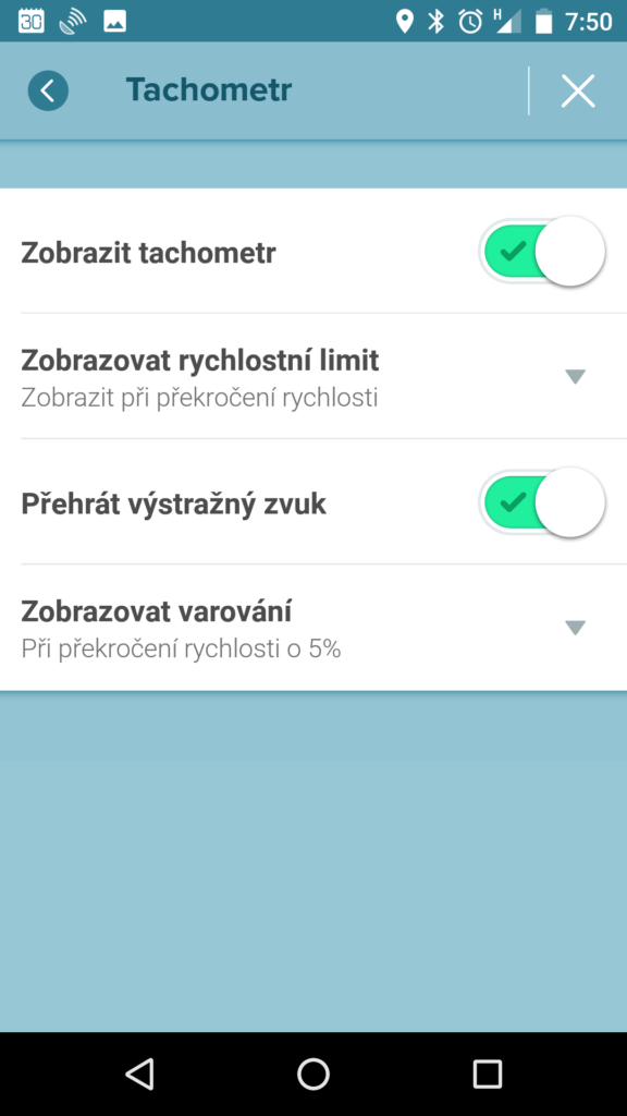 Nastavení tachometru