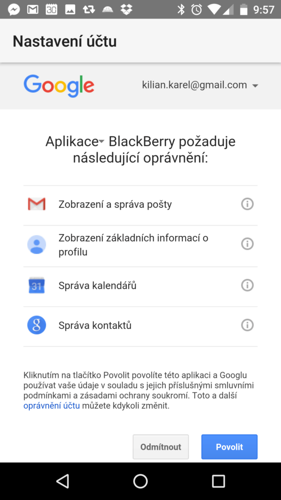 Nastavení účtu