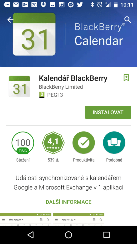 Kalendář BlackBerry