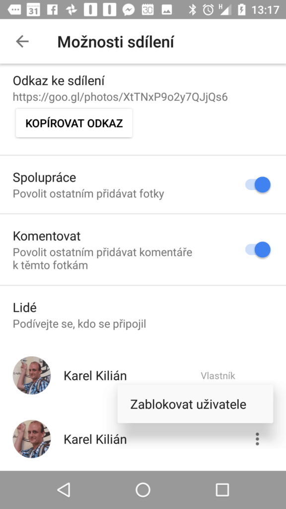 Fotky Google 1.25 umí blokovat uživatele