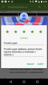K psaní recenzí a hodnocení aplikací v Obchodě Play je nutný účet Google+