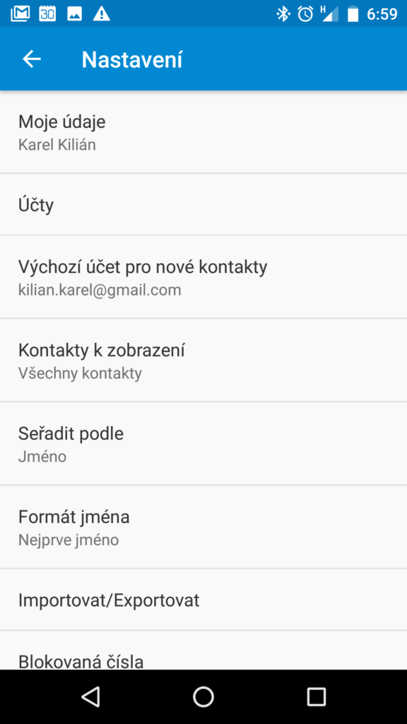 Takto nyní vypadá sekce Nastavení