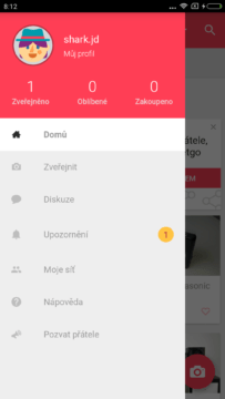 Aplikace LetGo menu