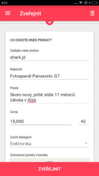 Aplikace LetGo přidání inzerátu