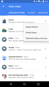 Mapy Google – Vaše místa – změna ikony