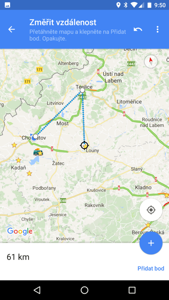Mapy Google měření vzdálenosti 2