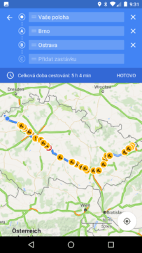 Mapy Google – přidání zastávky