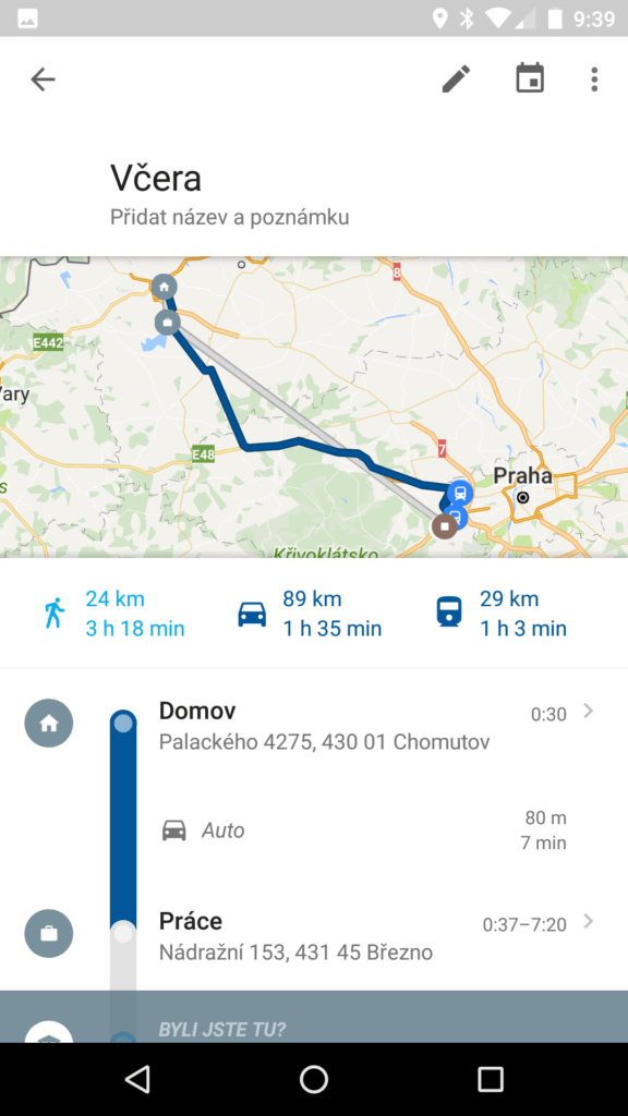 Mapy Google časová osa