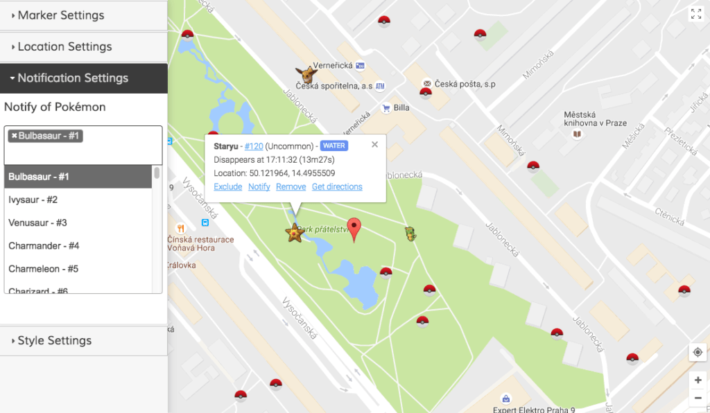 Pokémon Go Live Map - pokevision alternativa - aplikace