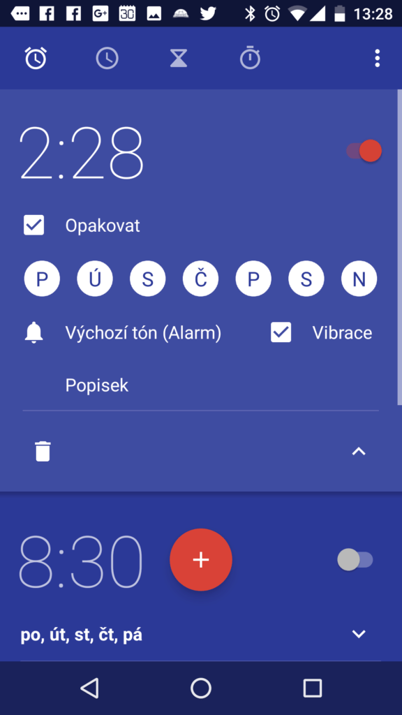 Nastavení budíku