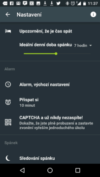 Český budík Sleep as Android