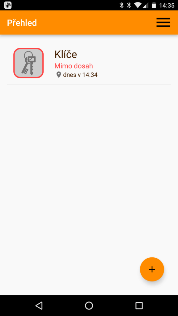 aplikace Beenode přívěsek mimo dosah