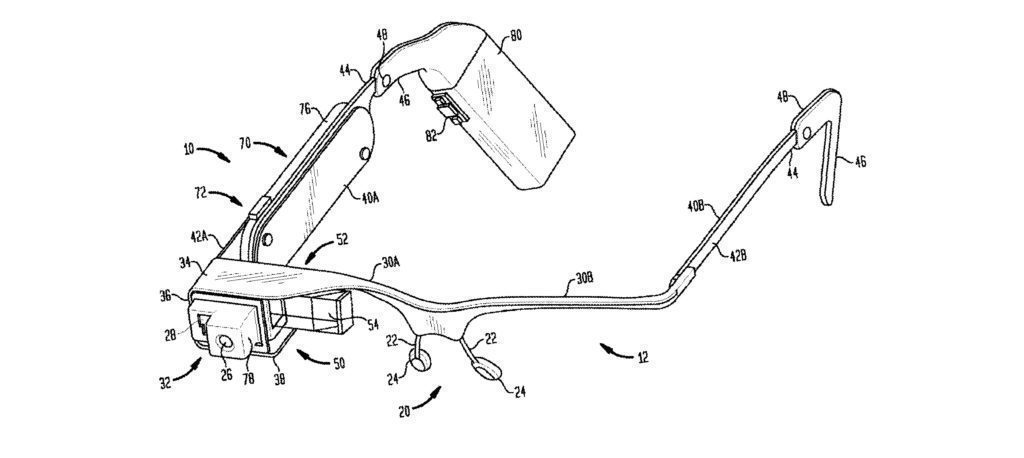 Obrázek Google Glass v patentové přihlášce