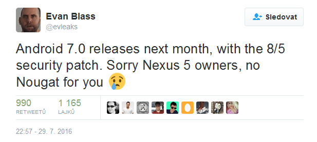 Evan Blass tvrdí, že Android 7.0 Nougat pro Nexusy přijde v pátek