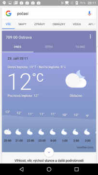 Také Google nabízí svou předpověď počasí