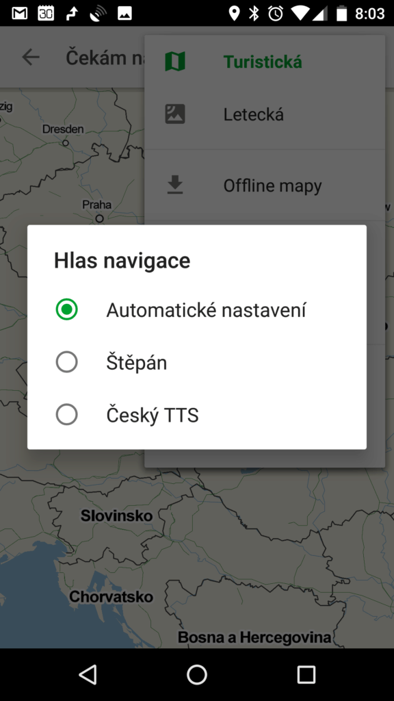 Volba hlasu navigace - Štěpán, nebo TTS